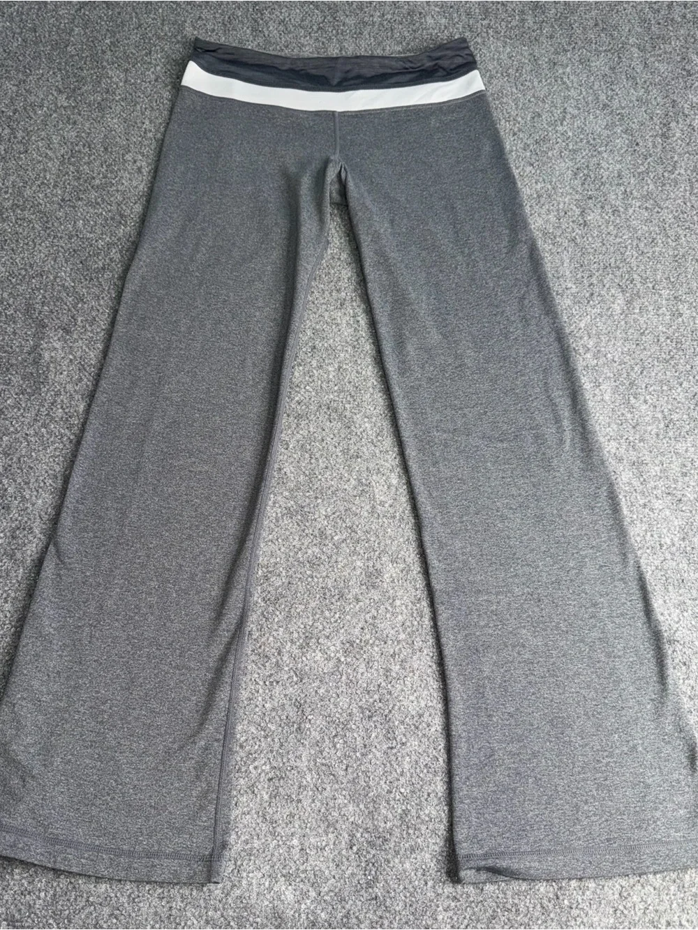 lululemon athletica Gray Flare Yoga Pants with White Waistband